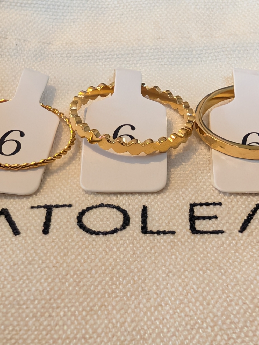 Atolea Textured Stackable Daily Ring Set - Gold - Picture 2 of 6